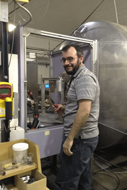 Dr Ignacio Marquez Damian preparing the setup for measurements